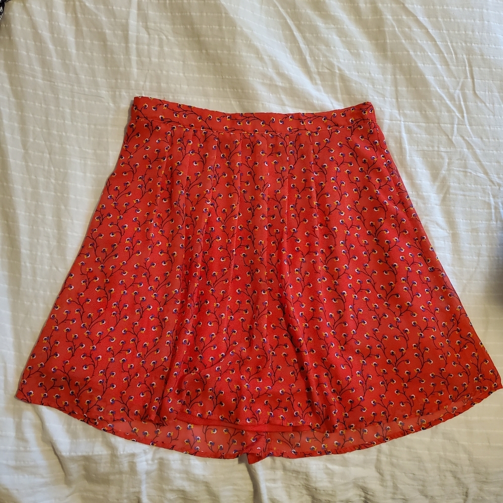 Floral print red skirt